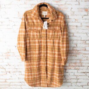 NEW Jessica Simpson Women’s Plaid Shirt Jacket Shacket Toasted Coco Small